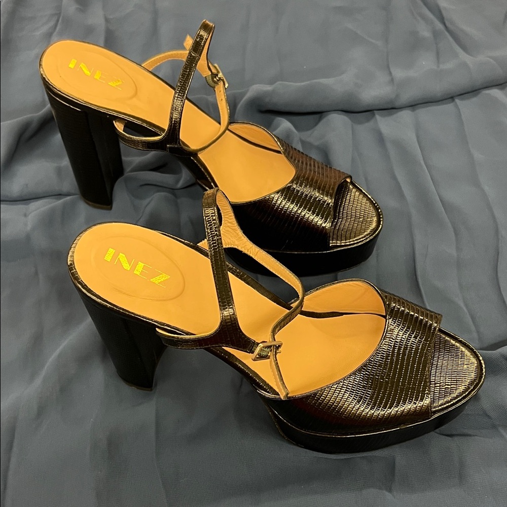 Black Lizard Platform Heels